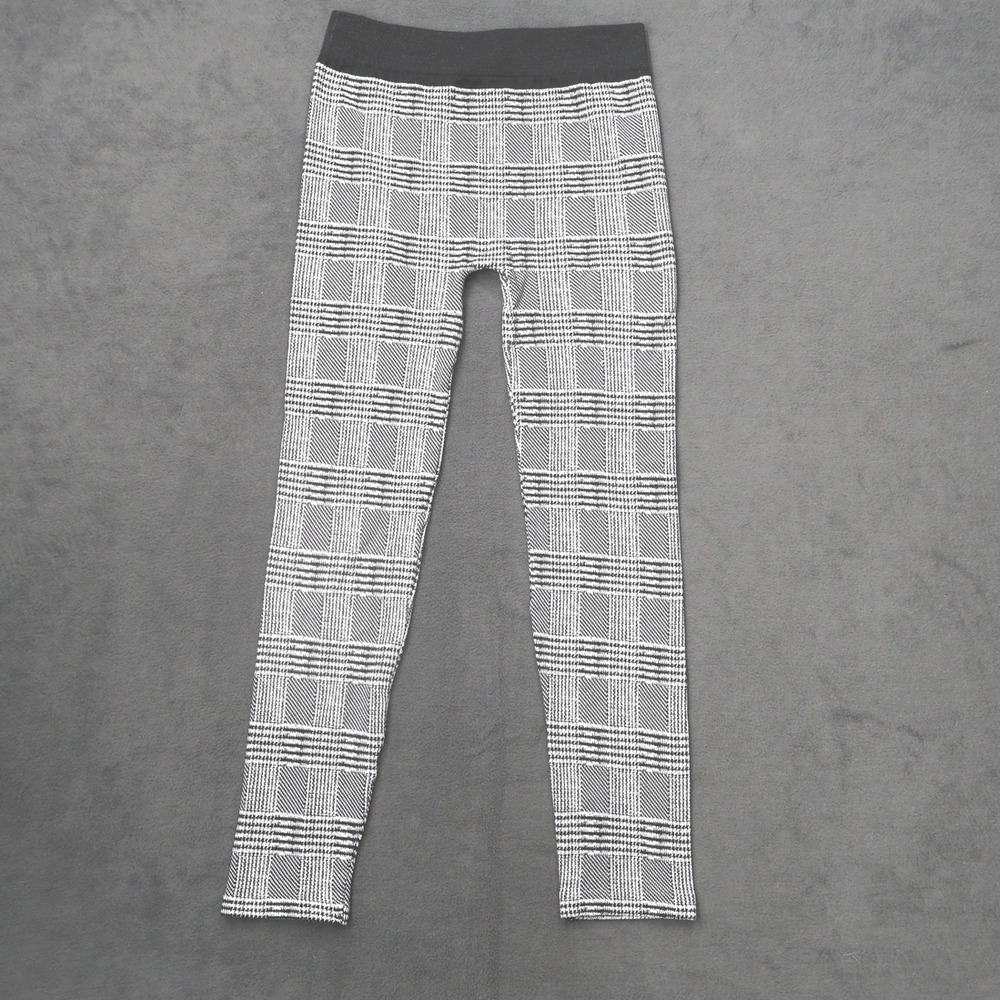 No Comment NY-LA Leggings Womens S/M Black White Glen Plaid Excellent Stretch